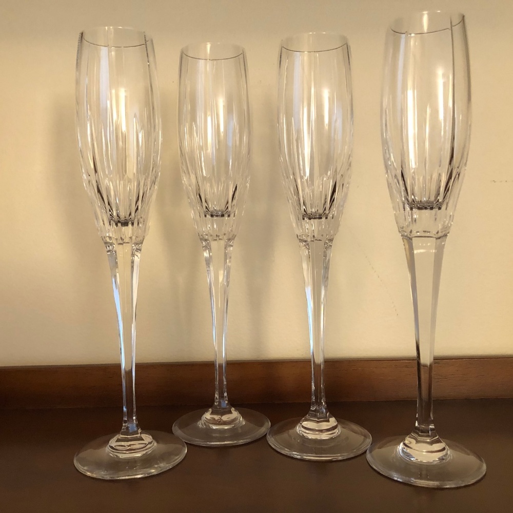 4 Crystal Champagne Flutes